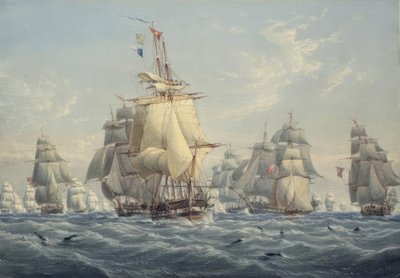 Un escuadrón británico a toda vela con marsopas de William Joy