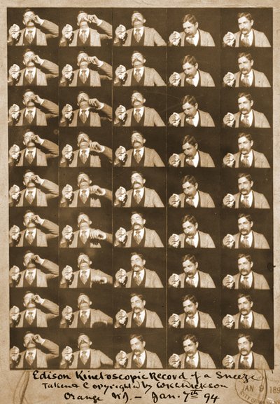 Registro kinetoscópico de Edison de un estornudo c.1894 de William Kennedy Laurie Dickson