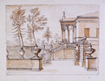 Chiswick, vista de la Villa desde el lado de la estatua de Inigo Jones de William Kent