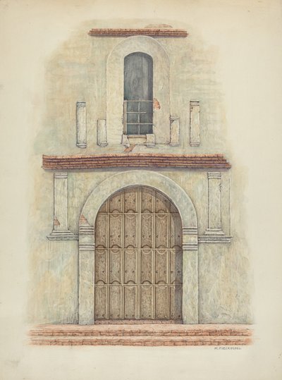 Puerta Arqueada Misión San Diego, c. 1942 de William Kieckhofel