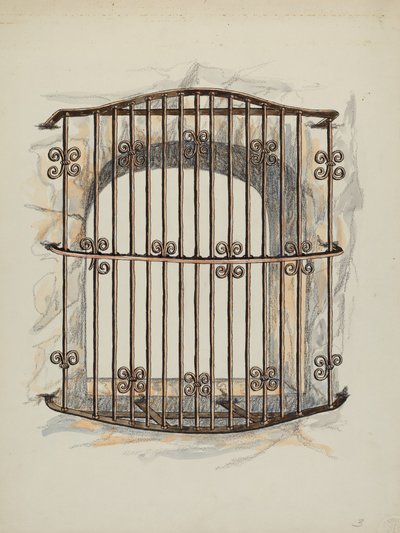 Reja de Hierro en Ventana una Restauración, c. 1941 de William Kieckhofel