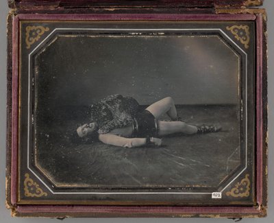 Retrato sin título del domador de animales salvajes Jacob Driesbach con jaguar de William Langenheim