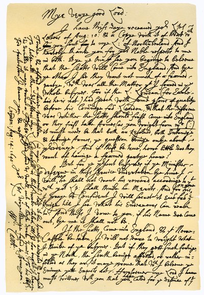 Carta de William Laud, Arzobispo de Canterbury a Edward Conway, 14 de agosto de 1640 de William Laud