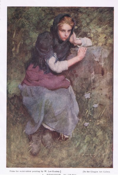 A Pensive Maid, del "Bibby Annual" publicado en 1916 (litografía en color) de William Lee Hankey