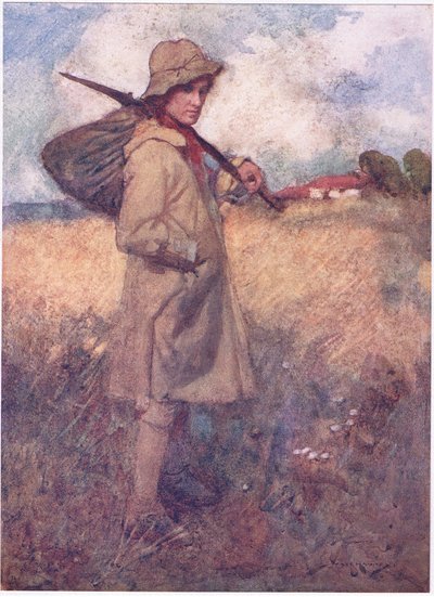 Hubo un tiempo, antes de que comenzara el dolor de Inglaterra, en que cada terrón de tierra mantenía a su hombre (litografía en color). de William Lee Hankey