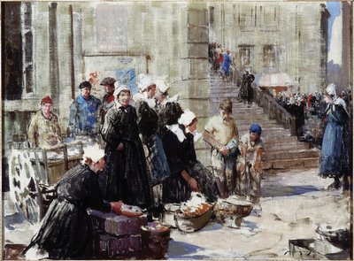Mercado de mantequilla, Concarneau, c.1939 (óleo sobre lienzo) de William Lee Hankey