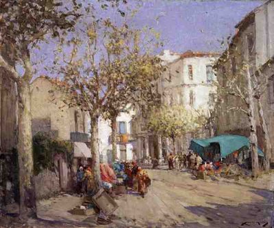 Mercado de Frejus, sur de Francia (óleo sobre lienzo) de William Lee Hankey