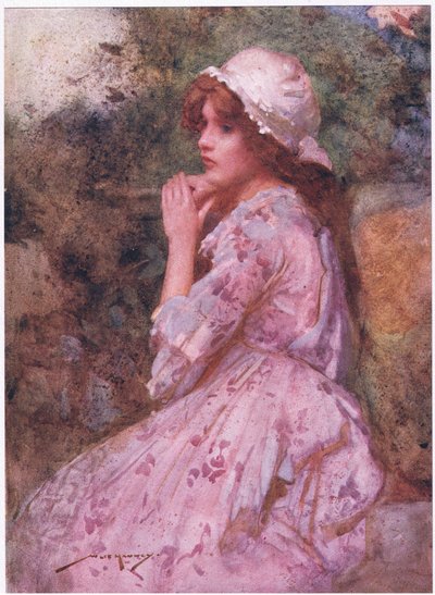 Su modesto aspecto podría adornar la cabaña, dulce como la prímula asoma bajo el espino (litografía en color) de William Lee Hankey