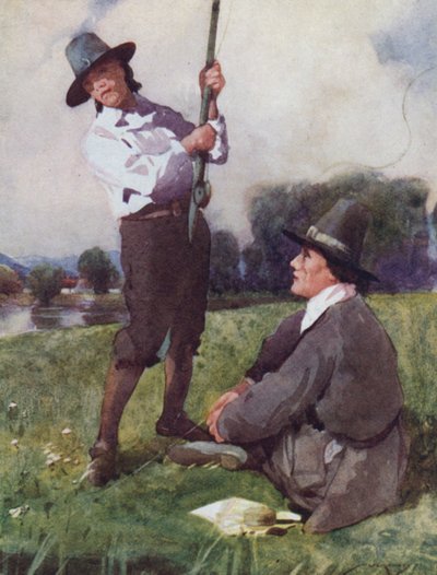 Ilustración para The Compleat Angler de Izaak Walton (litografía en color) de William Lee Hankey