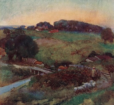 Ilustración para The Deserted Village de Oliver Goldsmith (litografía en color) de William Lee Hankey