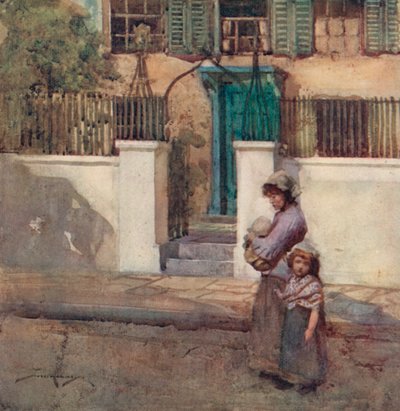 Ilustración para The Deserted Village de Oliver Goldsmith (litografía en color) de William Lee Hankey