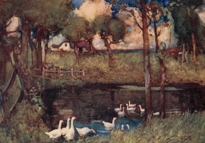 Ilustración para The Deserted Village de Oliver Goldsmith (litografía en color) de William Lee Hankey