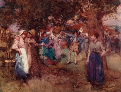 Ilustración para The Deserted Village de Oliver Goldsmith (litografía en color) de William Lee Hankey