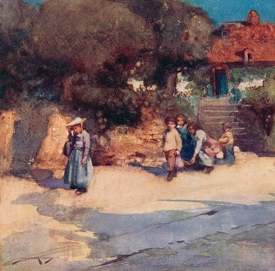 Ilustración para The Deserted Village de Oliver Goldsmith (litografía en color) de William Lee Hankey