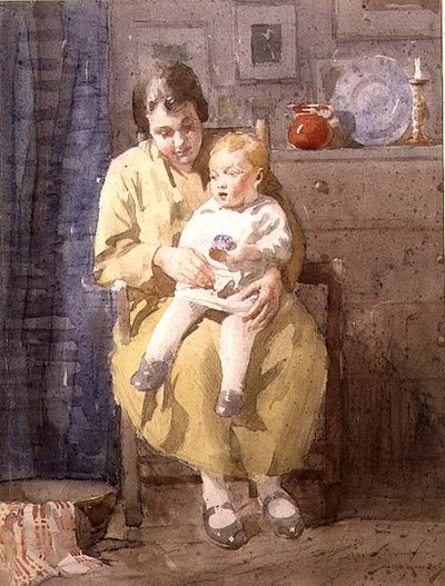 Madre e hijo (acuarela sobre papel) de William Lee Hankey