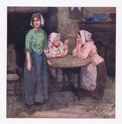 Ella una vez, quizás en la abundancia del pueblo bendecido, ha llorado en los cuentos de la inocencia angustiada (litografía en color) de William Lee Hankey