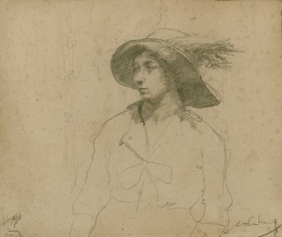 Estudio para un retrato de mujer sentada con sombrero de William Lee Hankey