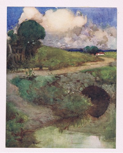 El arroyo refrescante, el verde cubierto de hierba (litografía en color) de William Lee Hankey