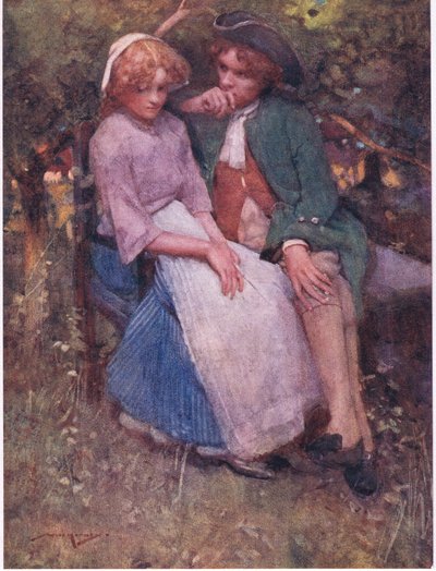 El arbusto de espino, con asientos bajo la sombra, ¡para hablar de la edad y susurrar hechos amantes! (litografía en color) de William Lee Hankey