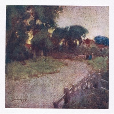 Allí donde unos pocos arbustos arrancados el lugar revelan, los predicadores del pueblo modesta mansión se levantó (litografía en color) de William Lee Hankey