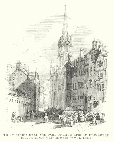 El Salón Victoria y Parte de High Street, Edimburgo (grabado) de William Leighton (after) Leitch