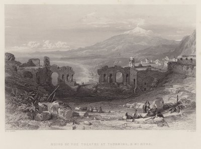Ruinas del teatro en Taormina y el monte Etna de William Leighton Leitch
