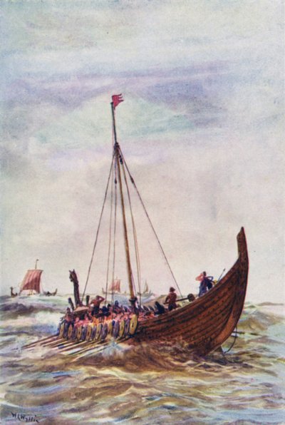 Buque de guerra de la época del rey Alfredo de William Lionel (after) Wyllie
