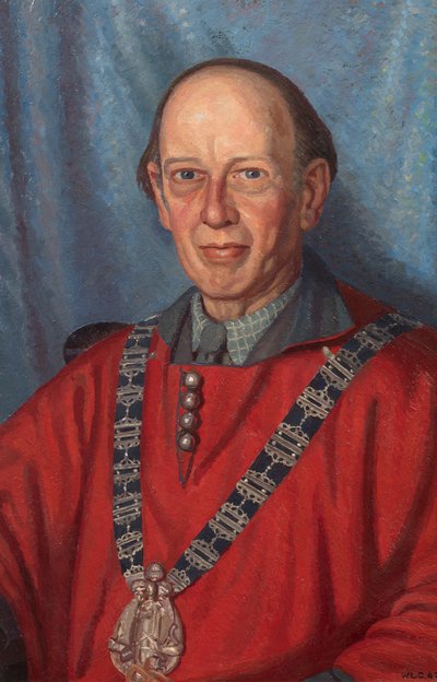 Percy John Delf Smith (1882-1948) artista y maestro del gremio de trabajadores del arte en 1941 (óleo sobre lienzo) de William Lionel Clause