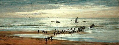 Escena de playa en la costa norte de Francia de William Lionel Wyllie