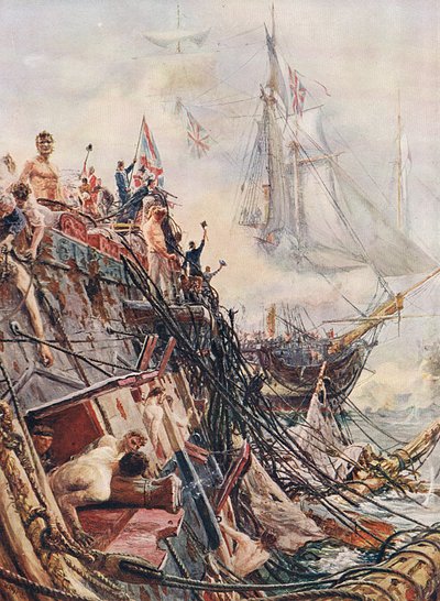 Lisiado pero invicto: el Belleisle en Trafalgar el 21 de octubre de 1805, ilustración de 