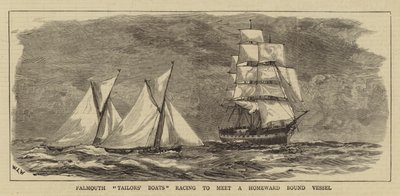 Barcos de sastres de Falmouth compitiendo para encontrar un barco de regreso a casa de William Lionel Wyllie