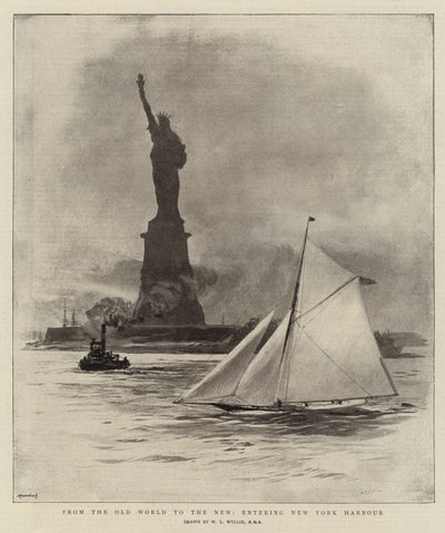 Del Viejo Mundo al Nuevo, entrando al Puerto de Nueva York de William Lionel Wyllie