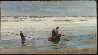 Recogiendo leña flotante, Holanda, 1877 de William Lionel Wyllie