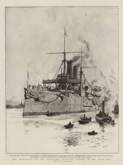 HMS Blenheim, el Nuevo Crucero Protegido de Primera Clase, en su Viaje de Prueba de William Lionel Wyllie