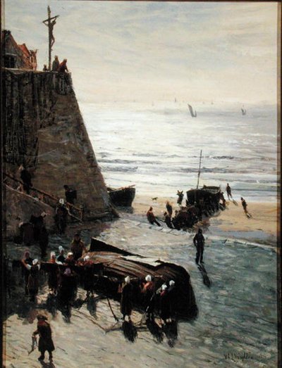Subiendo el barco de pesca de William Lionel Wyllie
