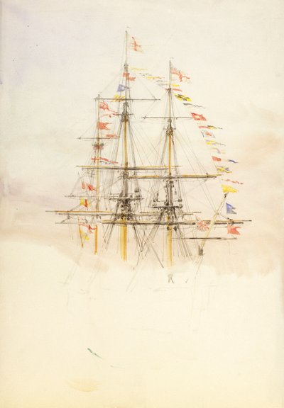 Mástiles del HMS "Victory", finales del siglo XIX-principios del XX (acuarela, grafito) de William Lionel Wyllie
