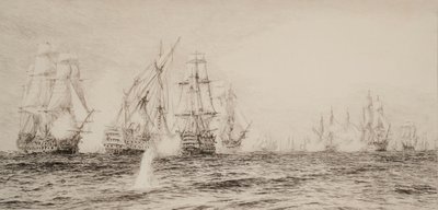 Barcos de cuatro mástiles, que se enfrentan en la batalla de William Lionel Wyllie