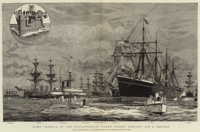 Algunos buques de la Flota Evolutiva, bajo el almirante Sir G Hornby de William Lionel Wyllie