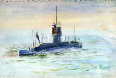 Submarino D7, principios del siglo XX (acuarela, grafito) de William Lionel Wyllie