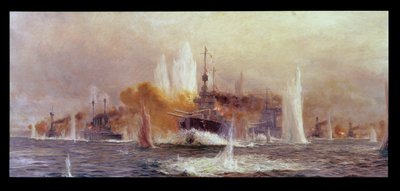 La batalla de Jutlandia en 1916 de William Lionel Wyllie