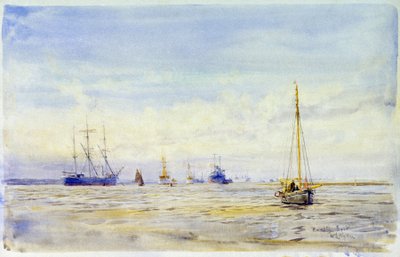 El río Hamble (Inglaterra) y navegación. Acuarela, finales del siglo XIX, de William Lionel Wyllie (1851-1931). de William Lionel Wyllie
