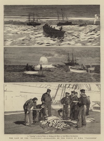 El último de la vanguardia, desmástil del naufragio por HMS Valorous de William Lionel Wyllie