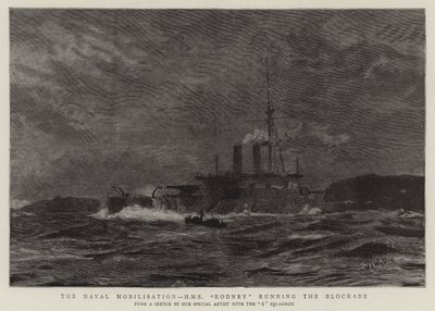 La movilización naval, H M S Rodney rompiendo el bloqueo de William Lionel Wyllie