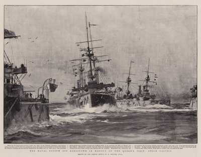 La revisión naval frente a Kingstown en honor a la visita de la reina, tácticas de vapor de William Lionel Wyllie
