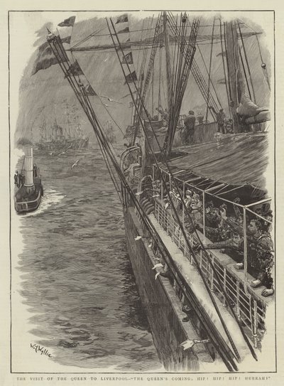 La visita de la Reina a Liverpool, ¡La llegada de la Reina, Hip! ¡Hip! ¡Hurra! de William Lionel Wyllie