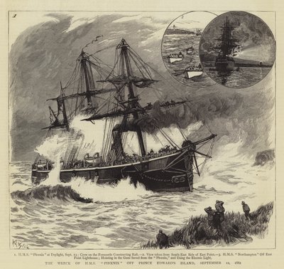 El naufragio del HMS Phoenix en la isla del Príncipe Eduardo, 12 de septiembre de 1882 de William Lionel Wyllie