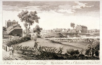 Vista oeste del Puente de Chelsea, Londres, c. 1760 de William Lodge
