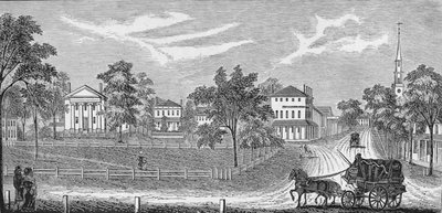 El presidente Lincoln saliendo de la Mansión Davis, ilustración de 