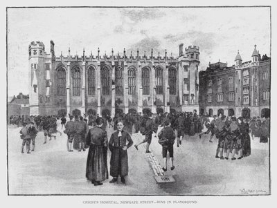 Hospital de Cristo, Calle Newgate, niños en el patio de recreo de William Luker