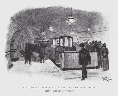 Estación de ferrocarril eléctrico, City y South London, King William Street de William Luker